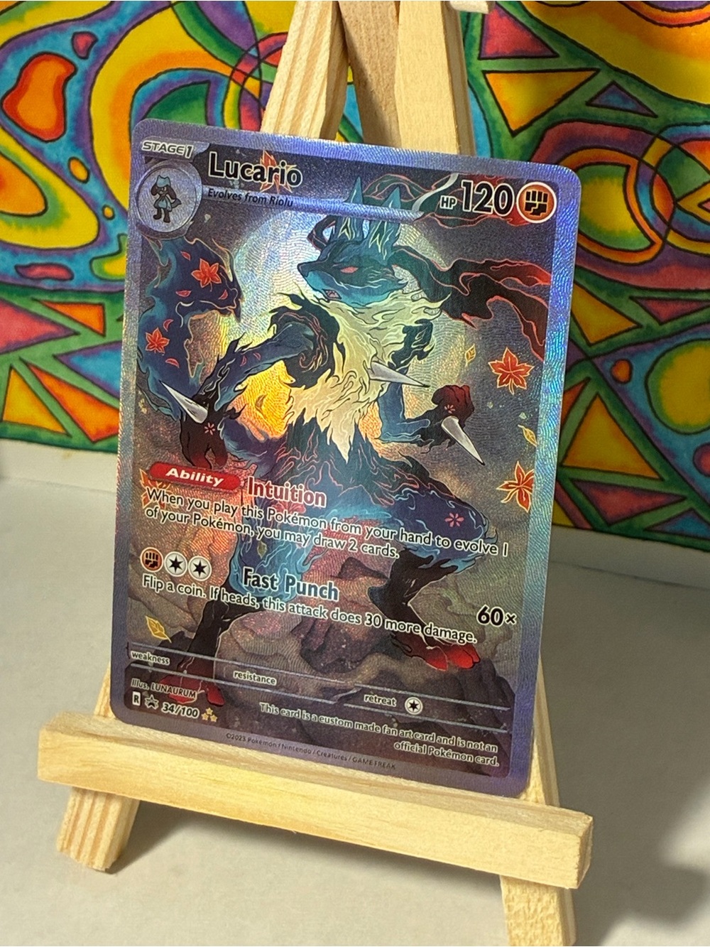 Lucario Pokemon Holo Texture Fan Art Card Chinese Painting Style High Quality